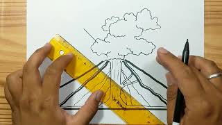 How to draw PARTS OF A VOLCANO