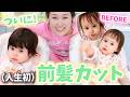 【会社帰りのパパ、かわいさに叫ぶｗ】髪が少ない双子のさーちゃん、前髪切りました！