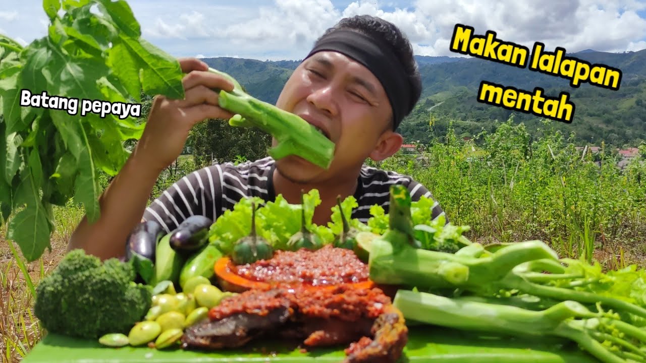 MUKBANG LALAPAN MENTAH BATANG PEPAYA LELE GORENG JENGKOL PETAI 