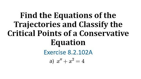 (8.2.102A) The Equations of Trajectories and Classify the Critical Points of a Conservative Equation