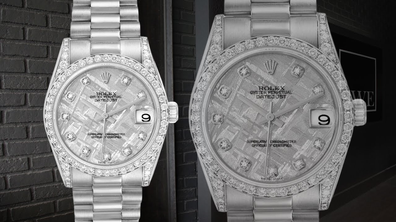 Rolex President Datejust Midsize White Gold Meteorite Diamond Dial Watch 78159 | SwissWatchExpo