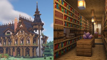 Internal Decoration in a Fantasy Small Library - Minecraft Build Process