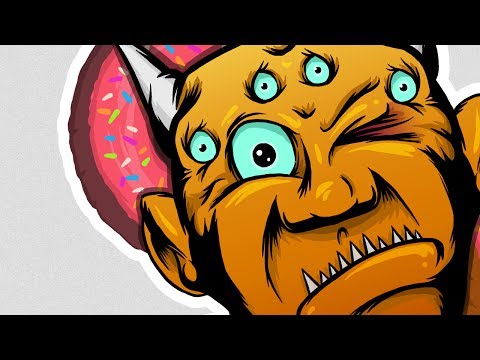 Sticker Art "Six Eyed Donut Monster" - Father & Son Collab