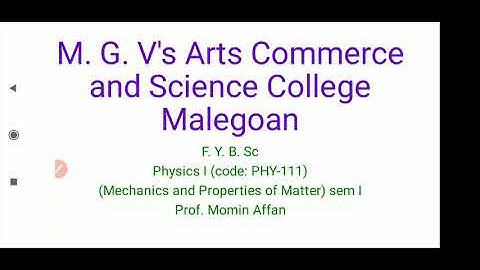 F.Y B.Sc (Physics I) Chap. 01 Introduction to Syllabus