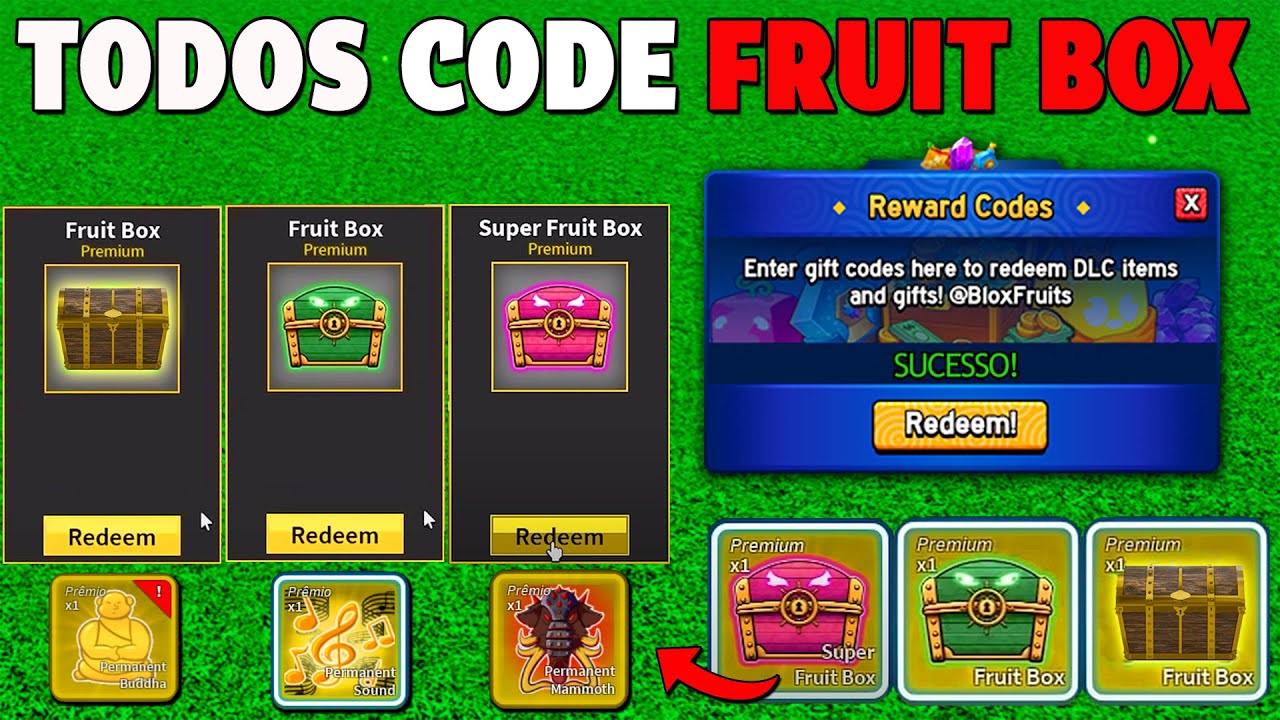 TODOS OS CÓDIGOS FRUIT BOX + TODOS OS CÓDIGOS DO BLOX FRUITS 