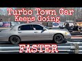 20psi of boost turbo town car makes its fastest pass to date