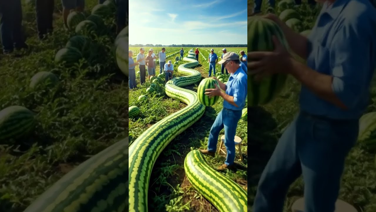 Farmer Grow Super Long Watermelon Like Snake Shortsfeed Farm Farming Natural