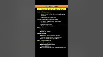 AP EAMCET Jr. Physics Chapter wise important topics #physics #eamcet #2025 #shorts