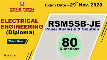 RSMSSB -JE : ELECTRICAL (DIPLOMA) | Answer Key with Complete Analysis & Solution | 29 Nov (2 Shift)