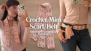 Crochet Mini Scarf / Belt 🎀 Tutorial for beginners