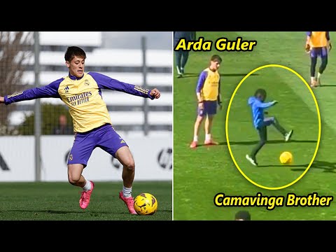 Arda Guler and Camavinga little brother training together in Real Madrid training session