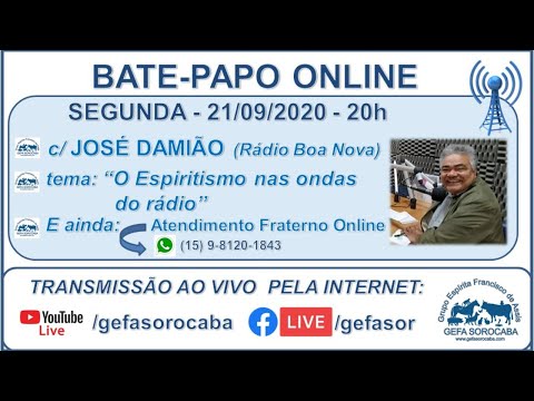 Assista: Bate-papo online - c/ JOSÉ DAMIÃO (21/09/2020)