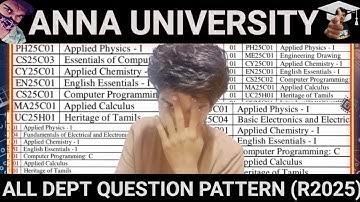 Anna University 1st Semester(R2025) Full Question Paper Pattern🔥#annauniversity#regulation2025#r2025