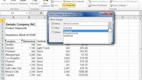 Excel 2010 Accept and Reject Changes