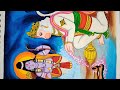 How to Draw and paint Lord Hanuman worshipping Lord Ram and offering flowers to his padukas