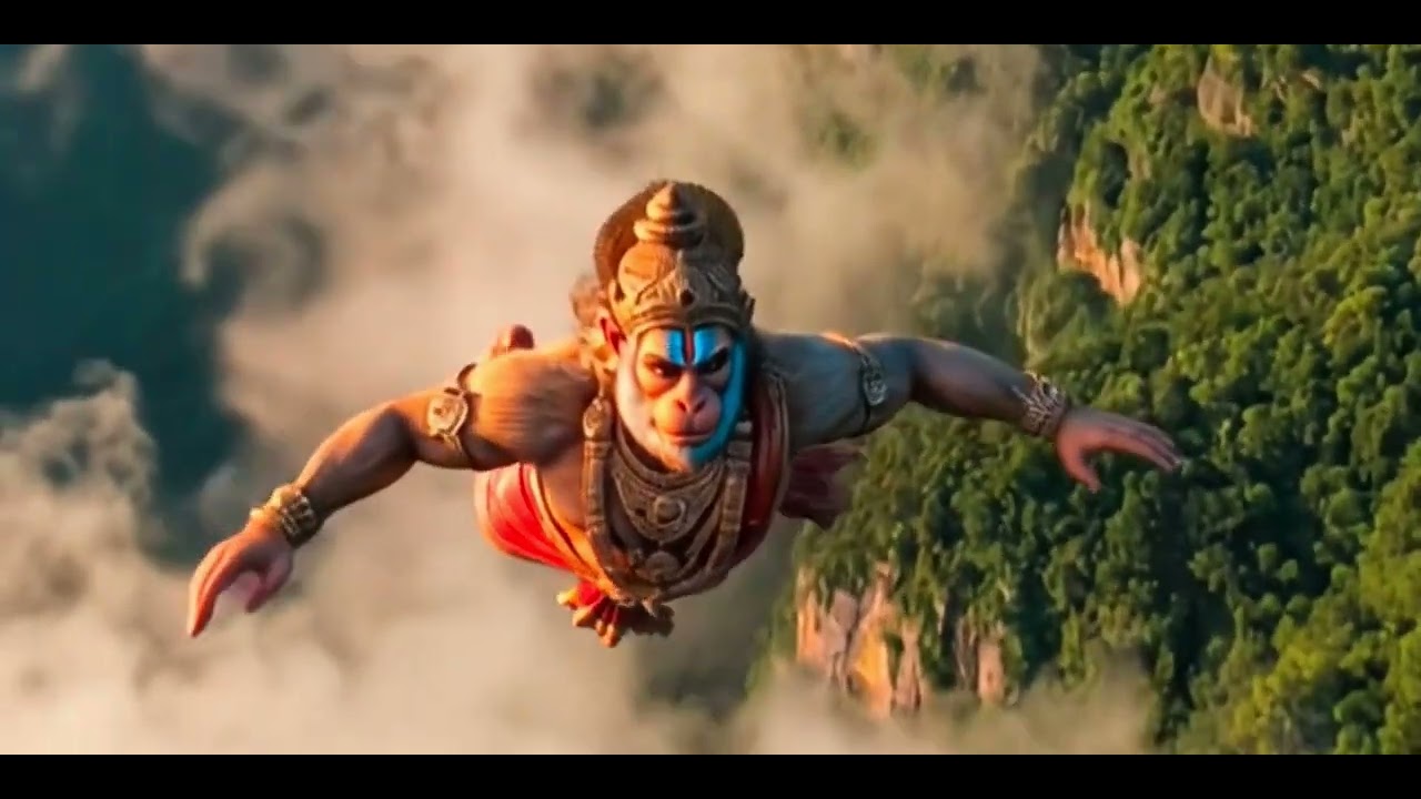 Bajrangbali animation, Jai Shri Ram, Hanuman flying scene, Devotional video.