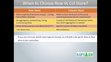 When to Choose Row Vs Column Store in S/4HANA?