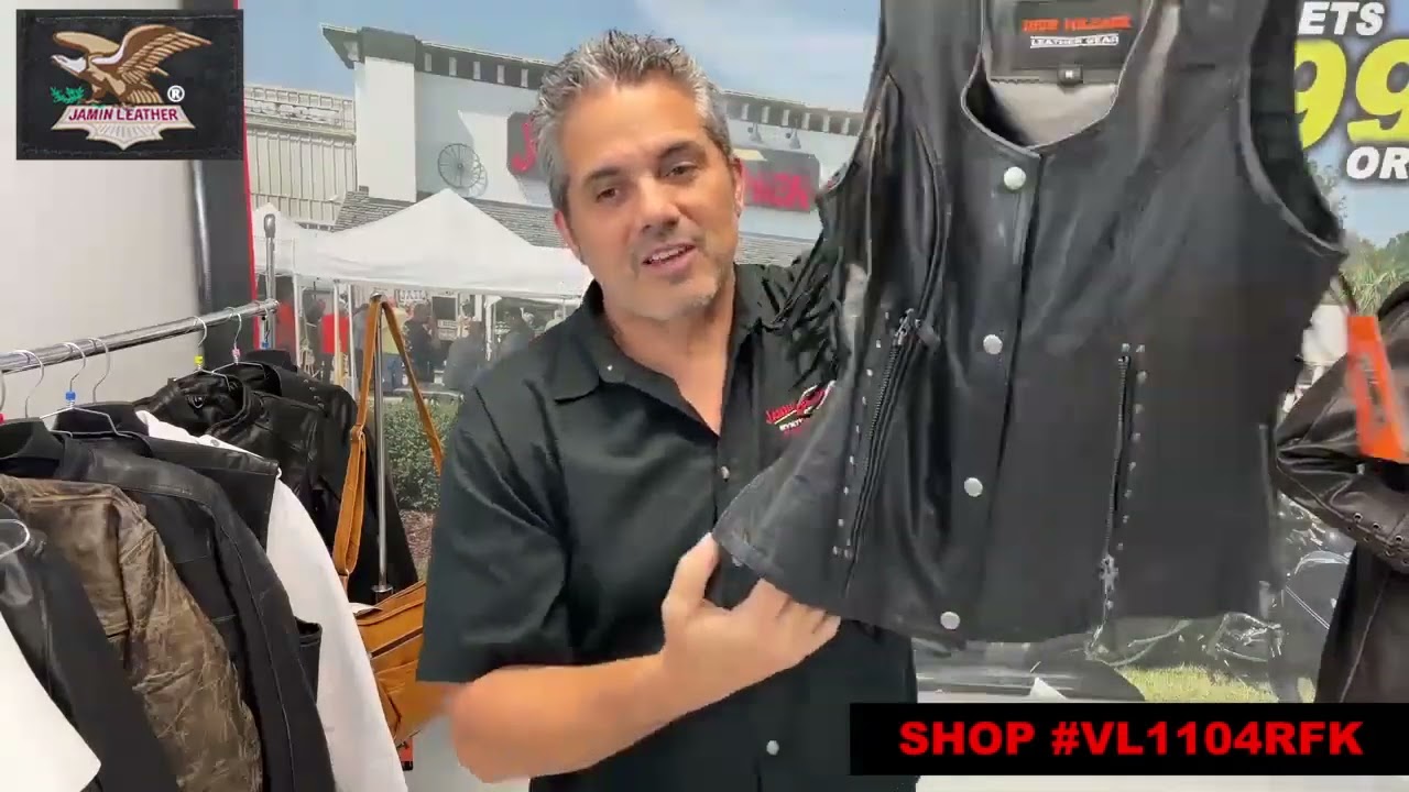 Women's Fringe Leather Long Vest with Concealed Pocket #VL1104RFK