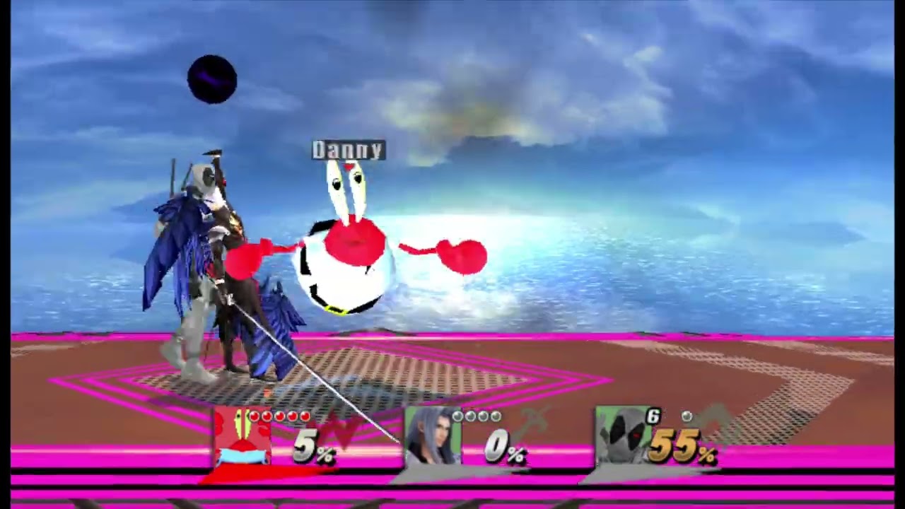 SSBB Pikezer's BrawlEX Mr Krabs(Me) VS Sephiroth And Deadpool