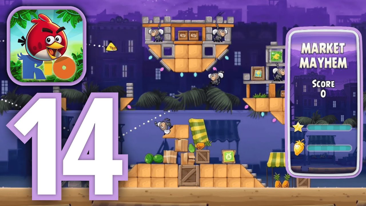 Angry Birds Rio - Market Mayhem 16-30 (Gameplay Walkthrough Part 14)