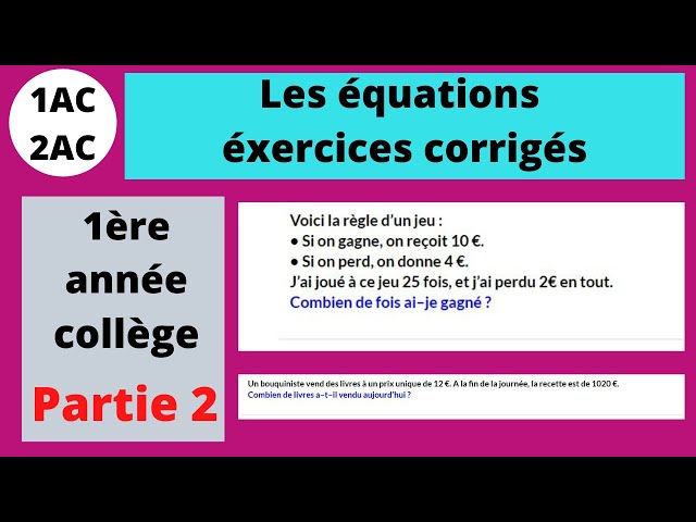 Les Équations exercices corrigés pour 1AC biof - Dyrassa