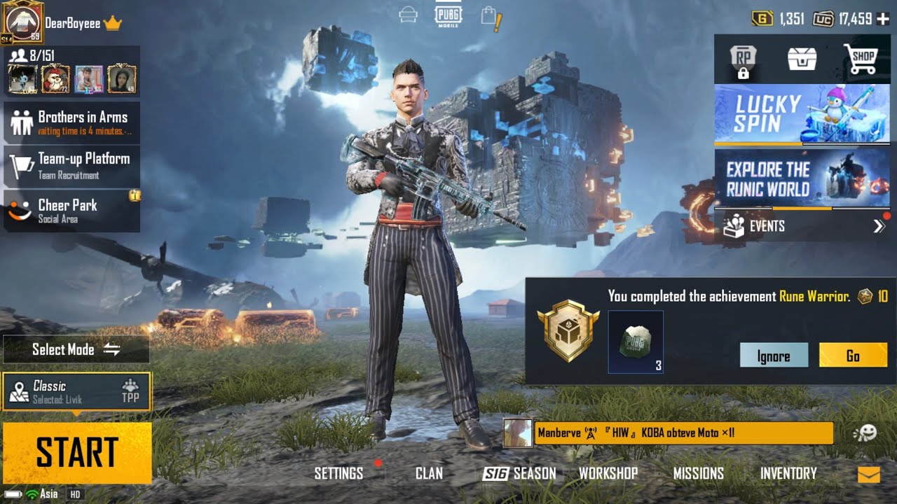 Rune Warrior Achievements Pubg Mobile My achievements Points 5945 Rank 