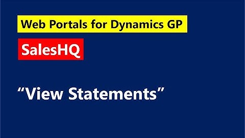 GP Elementz   SalesHQ   View Statements