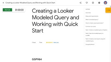 Creating a Looker Modeled Query and Working with Quick Start GSP984