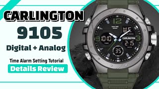 Carlington 9105 Watch Review 💥 Carlington CT 9105 Digital Analog Watch Unboxing and Details Review