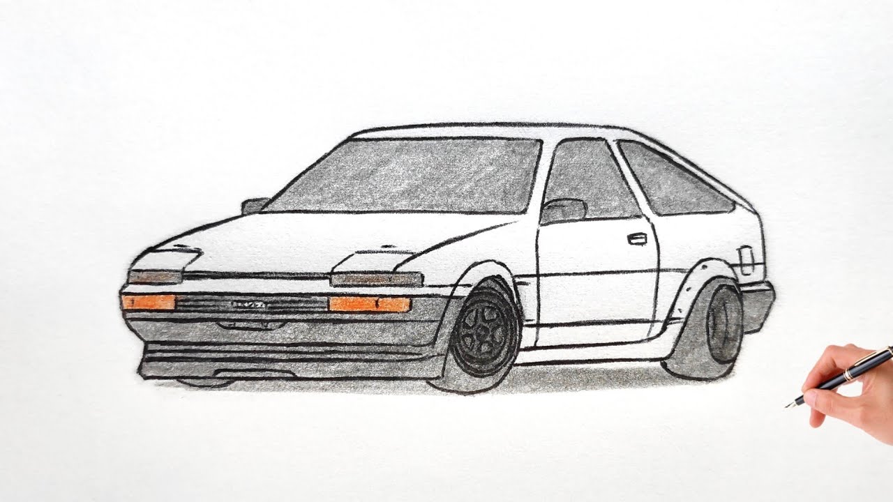How To Draw A Toyota Corolla Ae86 Trueno 19 Drawing A 3d Car Coloring Ae 86 Levin Hachiroku Youtube