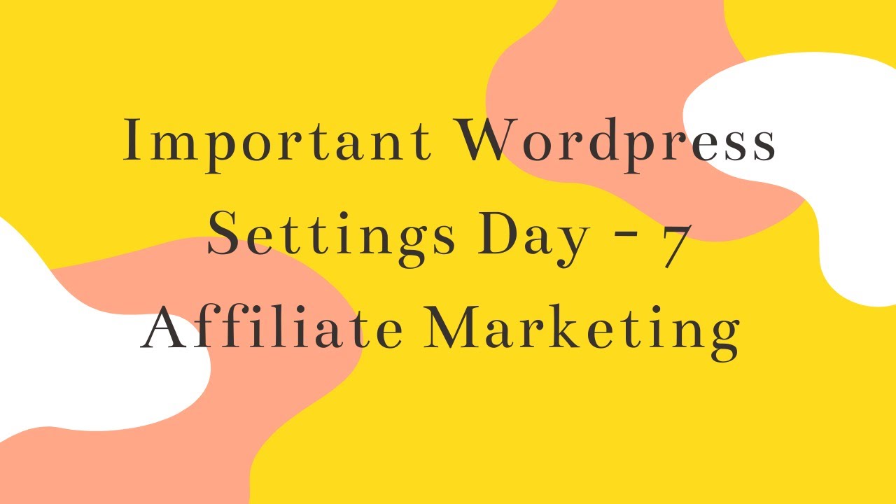 Wordpress Important Settings - YouTube