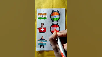 ⌚+🇮🇳🇨🇭🇦🇷 Flag Drawing #shorts #art #viral #trending #drawing #mrmukesharts