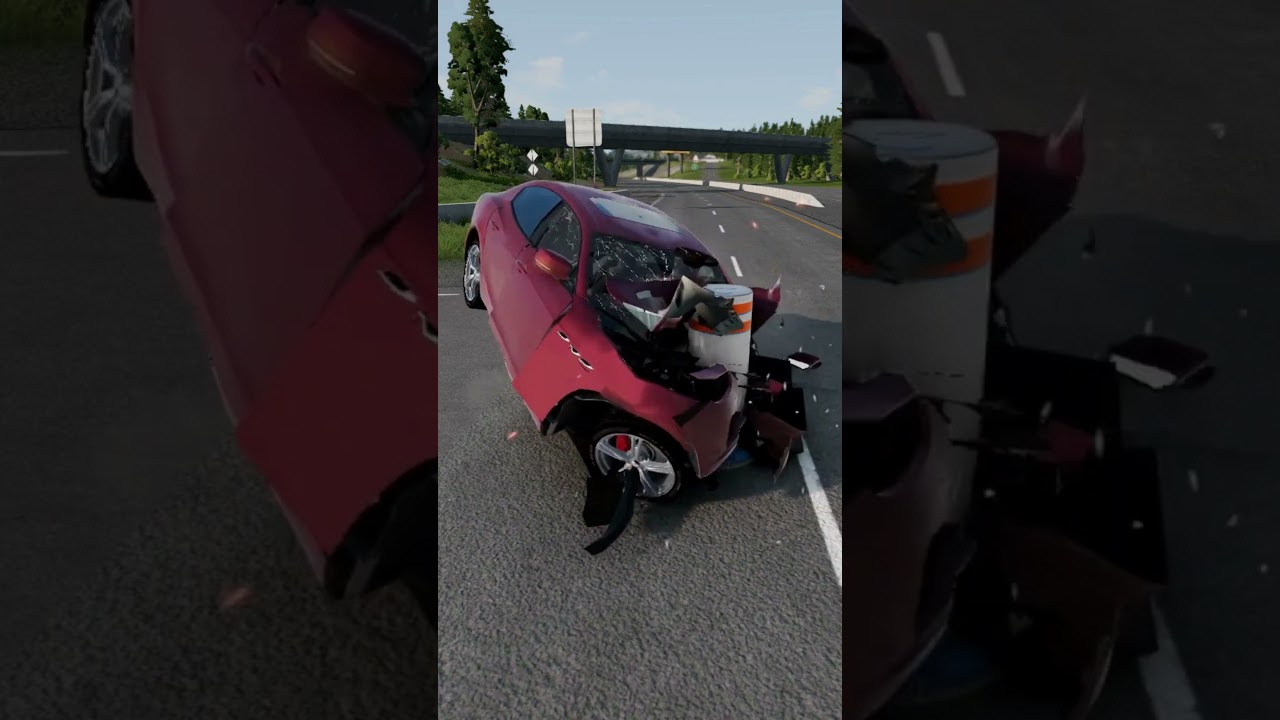 Maserati Ghibli VS Bollard in BeamNG drive