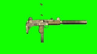 Uzi submachine gun with suppressor in green screen (1)