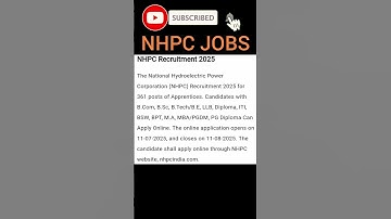 NHPC RECRUITMENT 2025  Carrier  jobs  exams  viralshorts  svvk creations