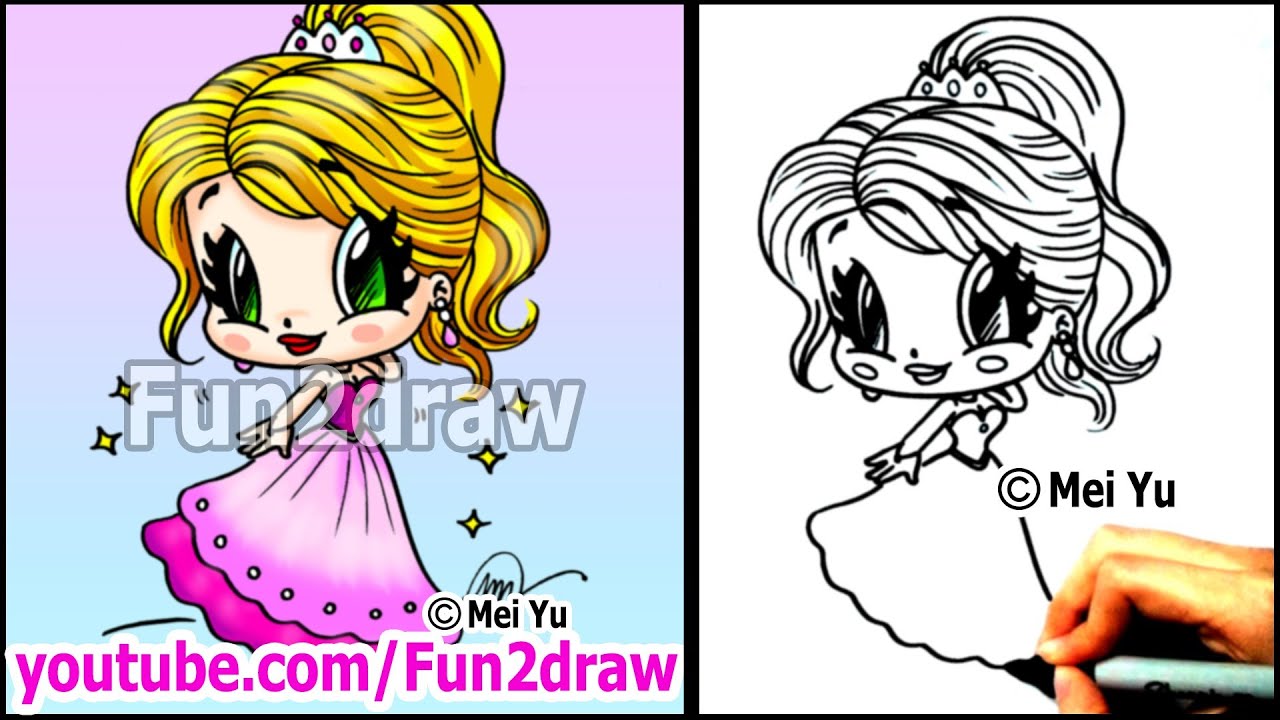 Prom Girl In Beautiful Dress How To Draw People Cartoon Tutorial Fun2draw Online Art Classes Youtube