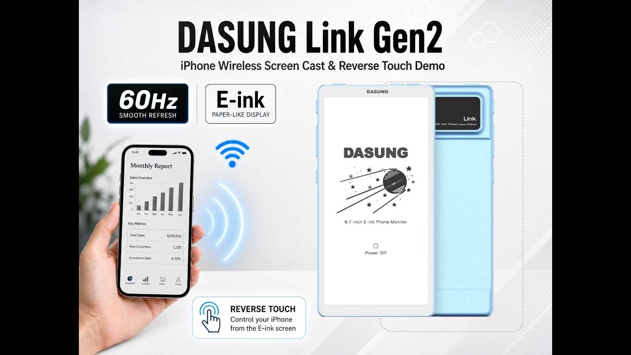 DASUNG Link Gen2| iPhone Wireless Screen Cast & Reverse Touch Demo 