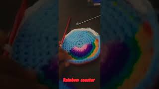 rainbow coaster by crochet for college project for display