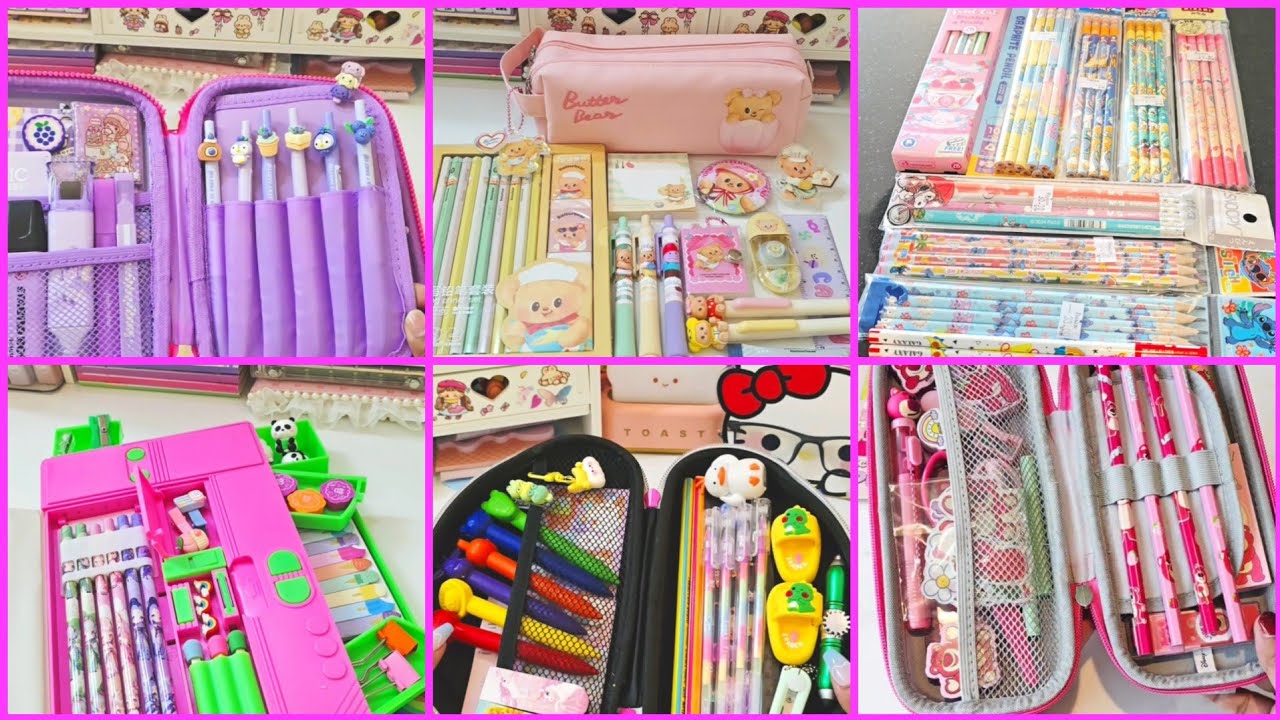 ASMR Filling jumbo mechanical pencil box with cute stationery 💕 💖 lot of new stationery items ✨️ 💗