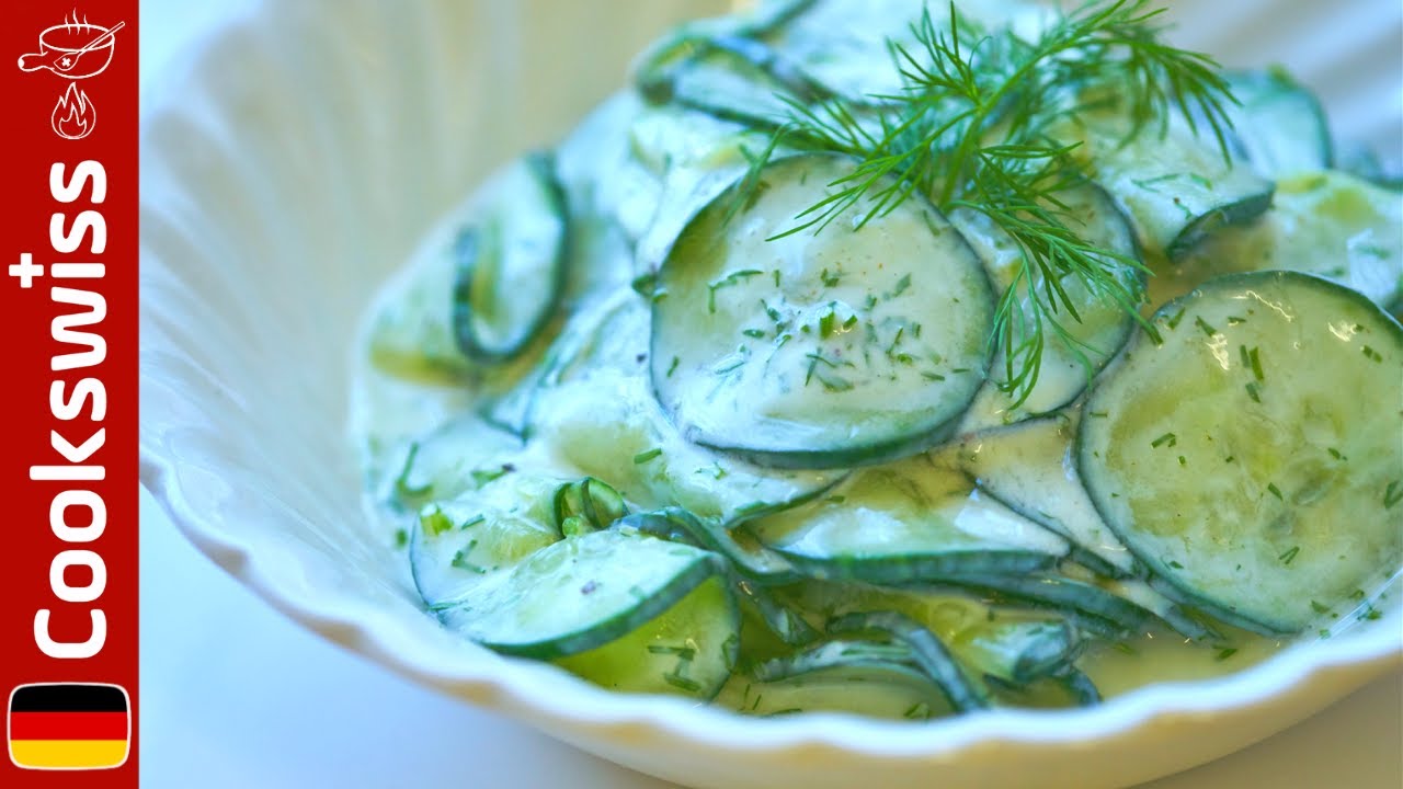 Erfrischender Gurkensalat mit Dill und Joghurt - Salat Rezepte - YouTube