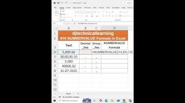 NUMBERVALUE Formula in Excel | Deepak Jhanswa | #numbervalue #excel