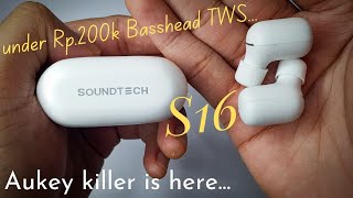 SOUNDTECH S16 TWS Wireless Earphone Bluetooth 5.1 Touch - Black