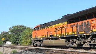 BNSF 3916 Leads Auto Rack Train w/DPU, Galesburg, IL
