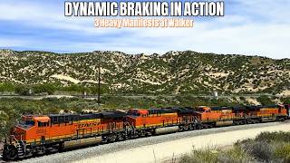 3 Heavy Manifest Trains Showcase Dynamic Braking in Walker Canyon