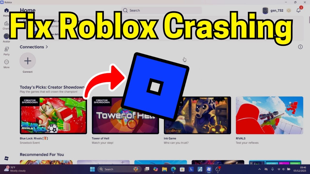 Исправление сбоев Roblox на ПК