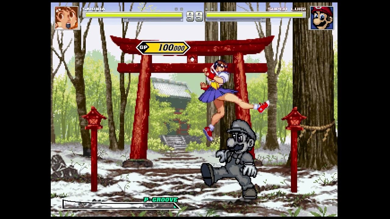 Mugen - Sakura Kasugano (me) Vs Super Luigi by ShinRyoga & NeoAnkh (AI)