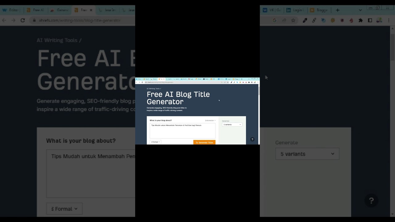 Cara Membuat Judul youtube+dengan AI short