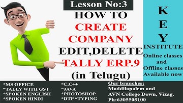 How To Create a Company In Tally ERP9 in Telugu