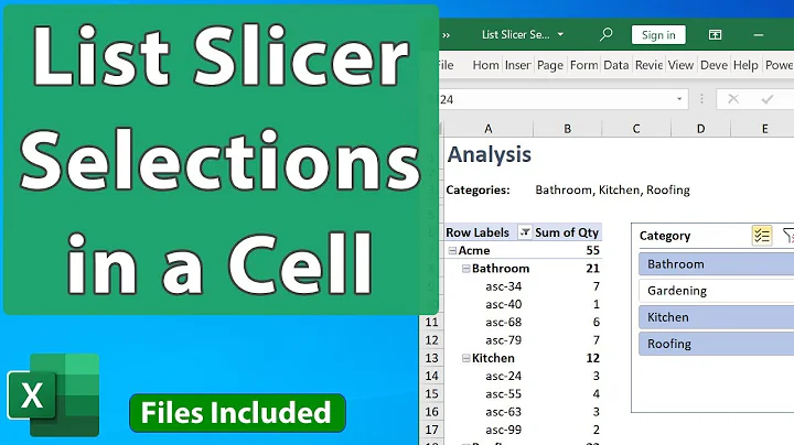 List Slicer Selections in a Cell in Excel