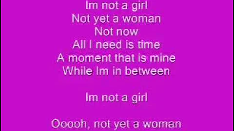britney spears im not a girl not yet a woman lyrics on screen